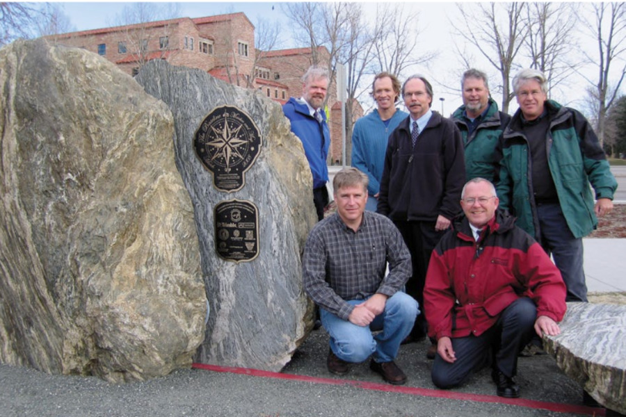 Baseline Rd 40th parallel monument ceremony (Drexel Barrell Principal Bill Wright, PLS standing in center)